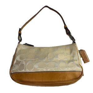 Coach Signature Demi mini Pouch Hand Bag Canvas Leather 6094 Ivory